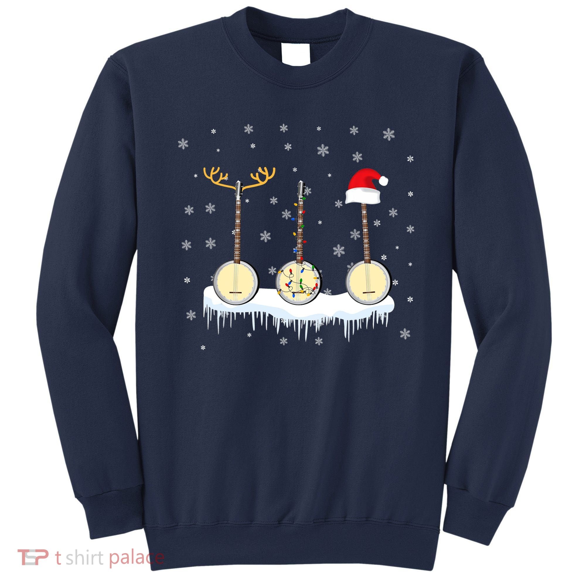 Banjo Christmas Tree With Santa Hat Xmas Sweatshirt