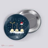 Banjo Christmas Tree With Santa Hat Xmas Button thumb 0