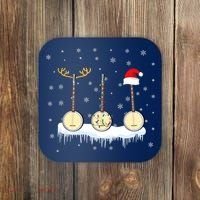 Banjo Christmas Tree With Santa Hat Xmas Coaster thumb 0