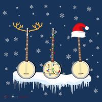Banjo Christmas Tree With Santa Hat Xmas Women's Hoodie thumb 2