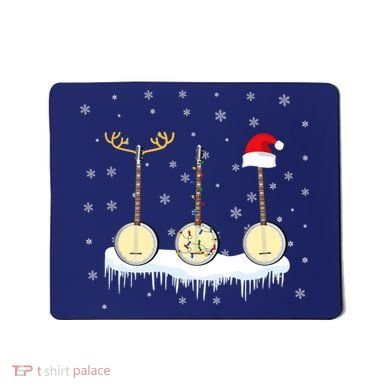Banjo Christmas Tree With Santa Hat Xmas Mousepad