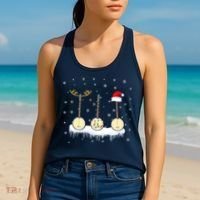 Banjo Christmas Tree With Santa Hat Xmas Women's Tank Top thumb 2