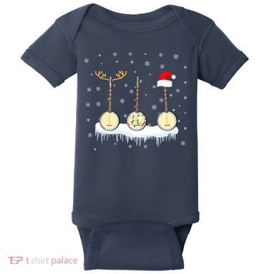 Banjo Christmas Tree With Santa Hat Xmas Baby Bodysuit
