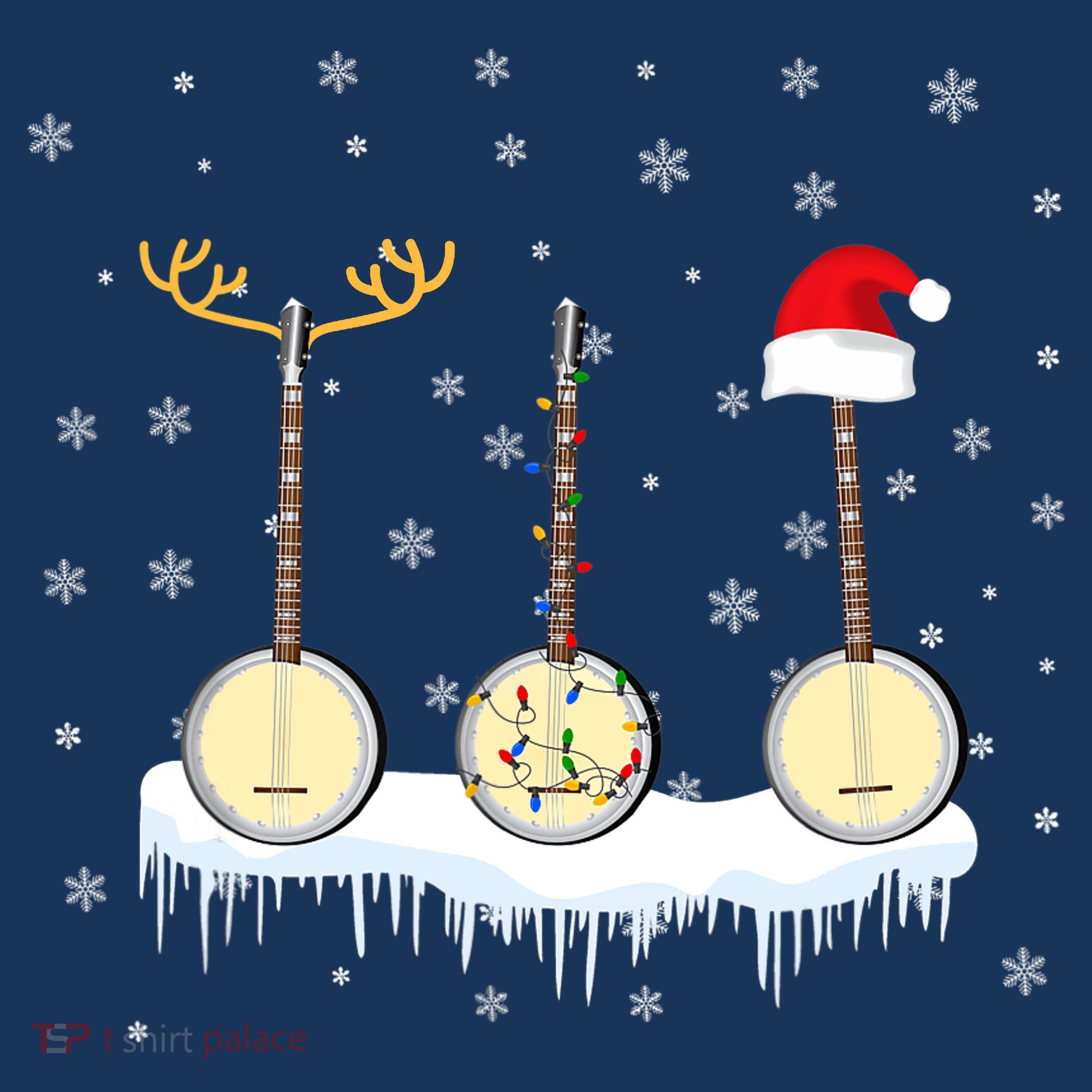 Banjo Christmas Tree With Santa Hat Xmas Baby Bodysuit