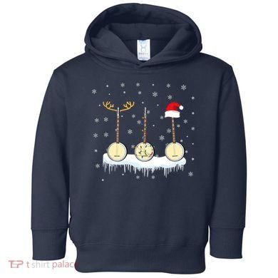 Banjo Christmas Tree With Santa Hat Xmas Toddler Hoodie