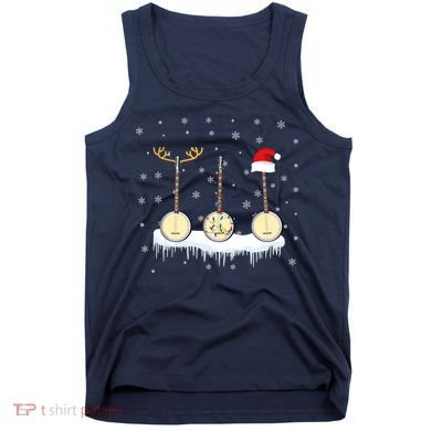 Banjo Christmas Tree With Santa Hat Xmas Tank Top
