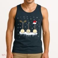 Banjo Christmas Tree With Santa Hat Xmas Tank Top thumb 3