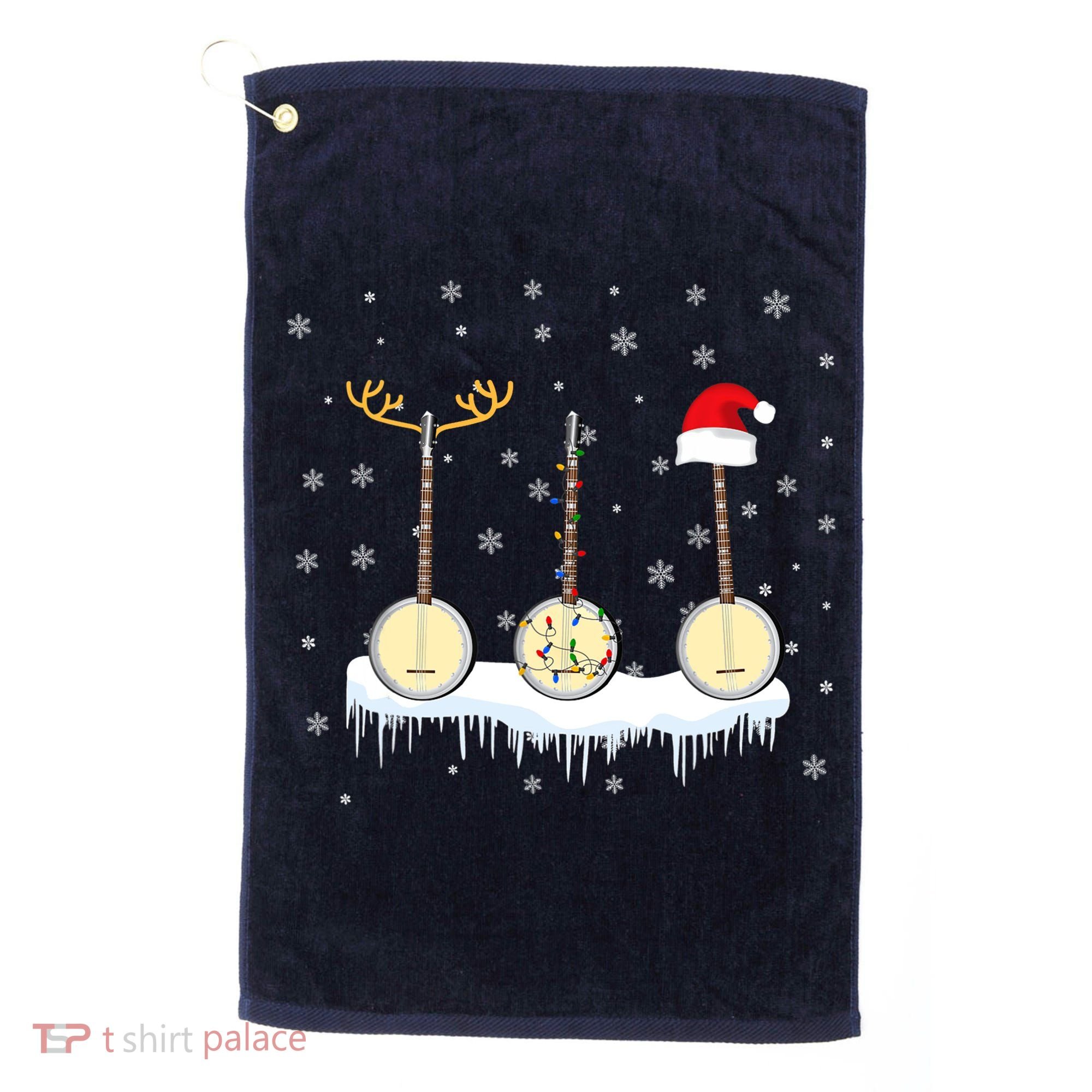 Banjo Christmas Tree With Santa Hat Xmas Golf Towel