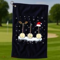 Banjo Christmas Tree With Santa Hat Xmas Golf Towel thumb 1