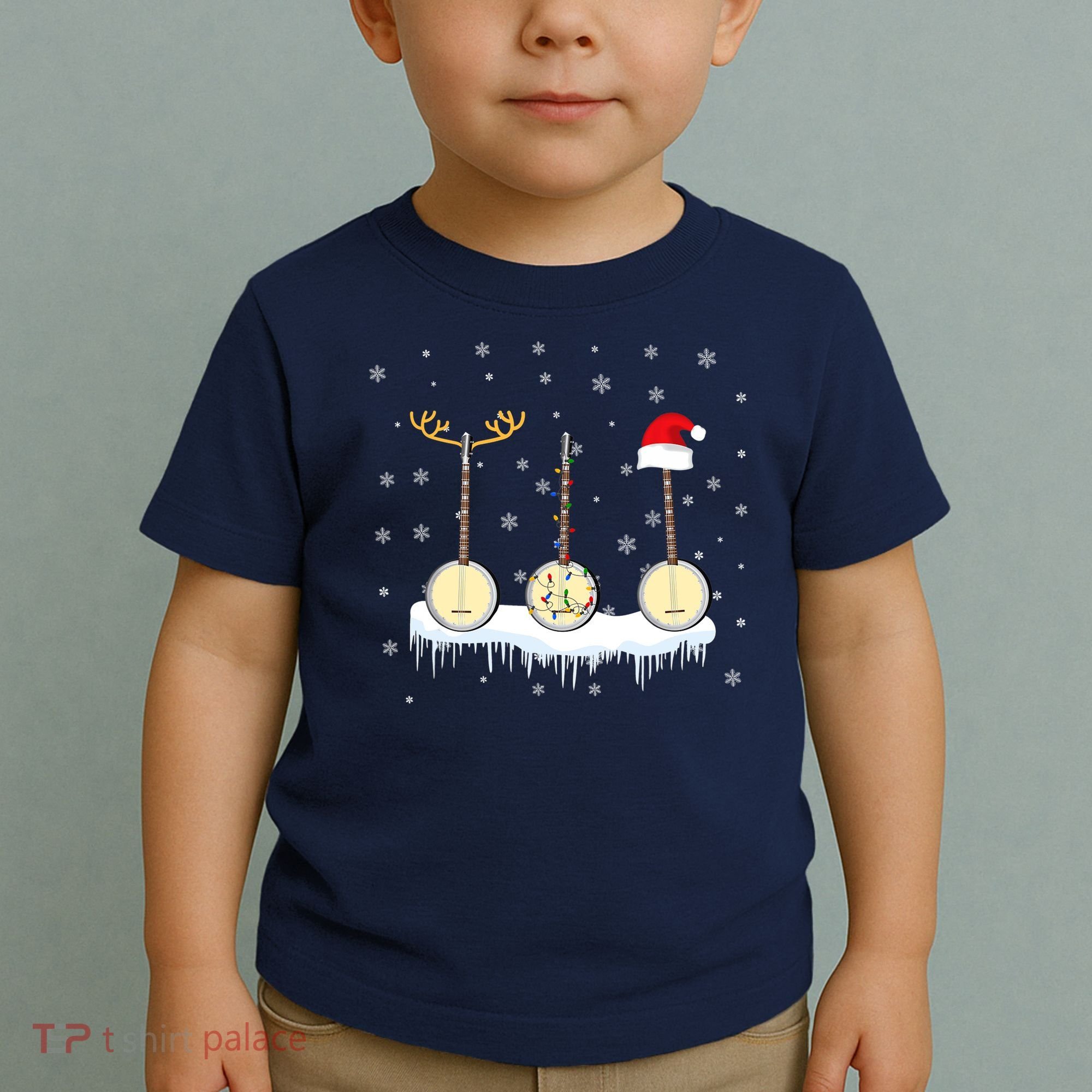 Banjo Christmas Tree With Santa Hat Xmas Toddler T-Shirt