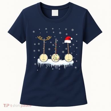 Banjo Christmas Tree With Santa Hat Xmas Women's T-Shirt