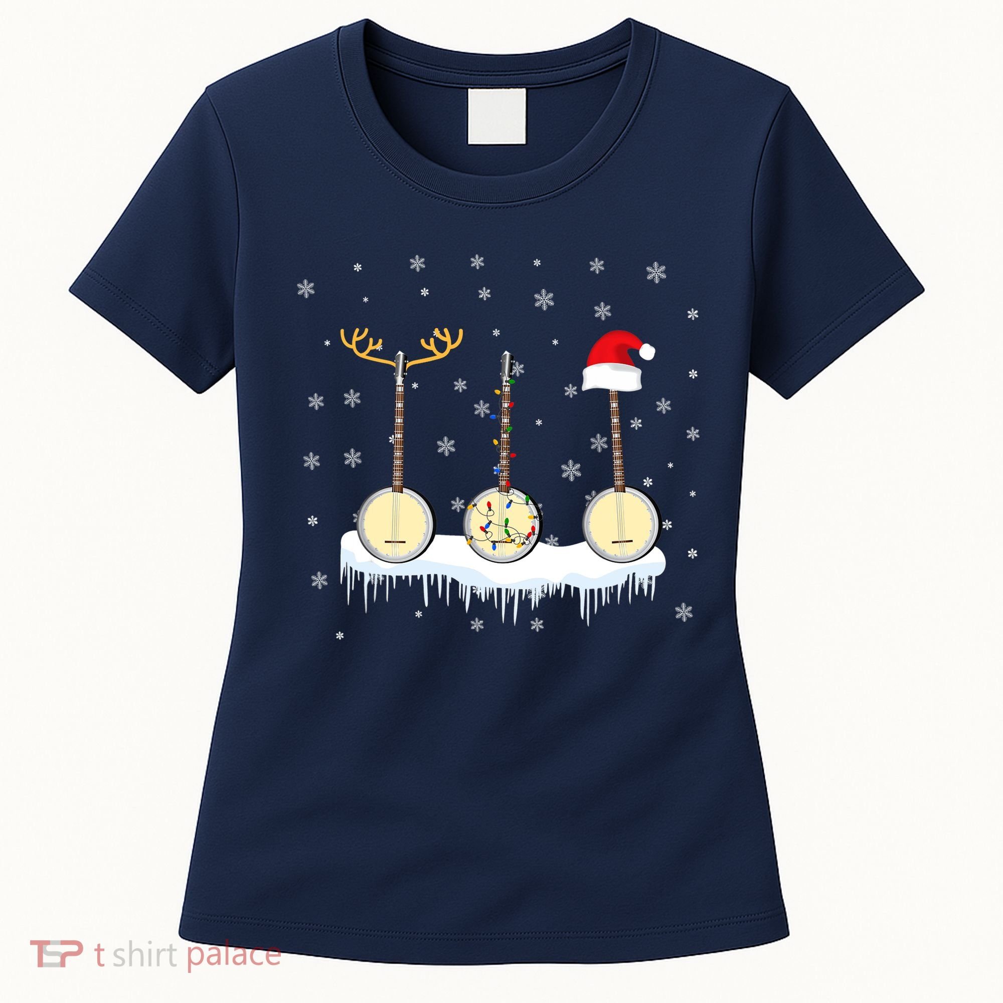 Banjo Christmas Tree With Santa Hat Xmas Women's T-Shirt
