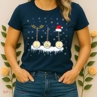 Banjo Christmas Tree With Santa Hat Xmas Women's T-Shirt thumb 2