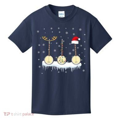 Banjo Christmas Tree With Santa Hat Xmas Kids T-Shirt
