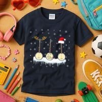 Banjo Christmas Tree With Santa Hat Xmas Kids T-Shirt thumb 3