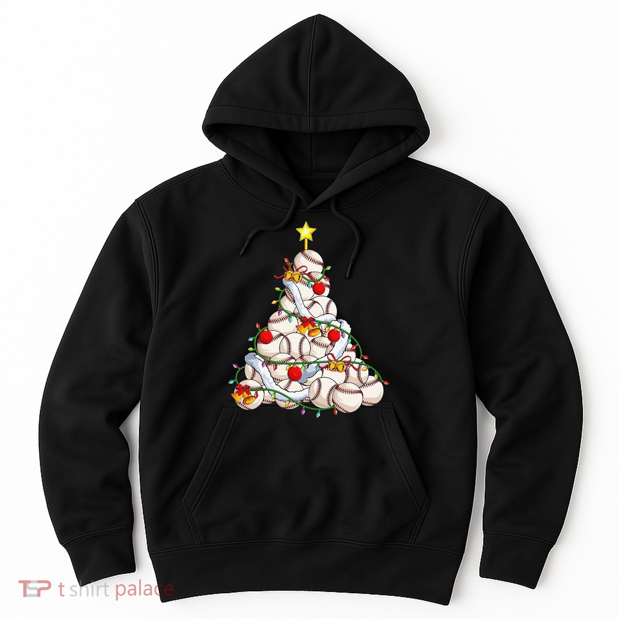Baseball Christmas Tree Holiday PJs for Players & Coaches Hoodie