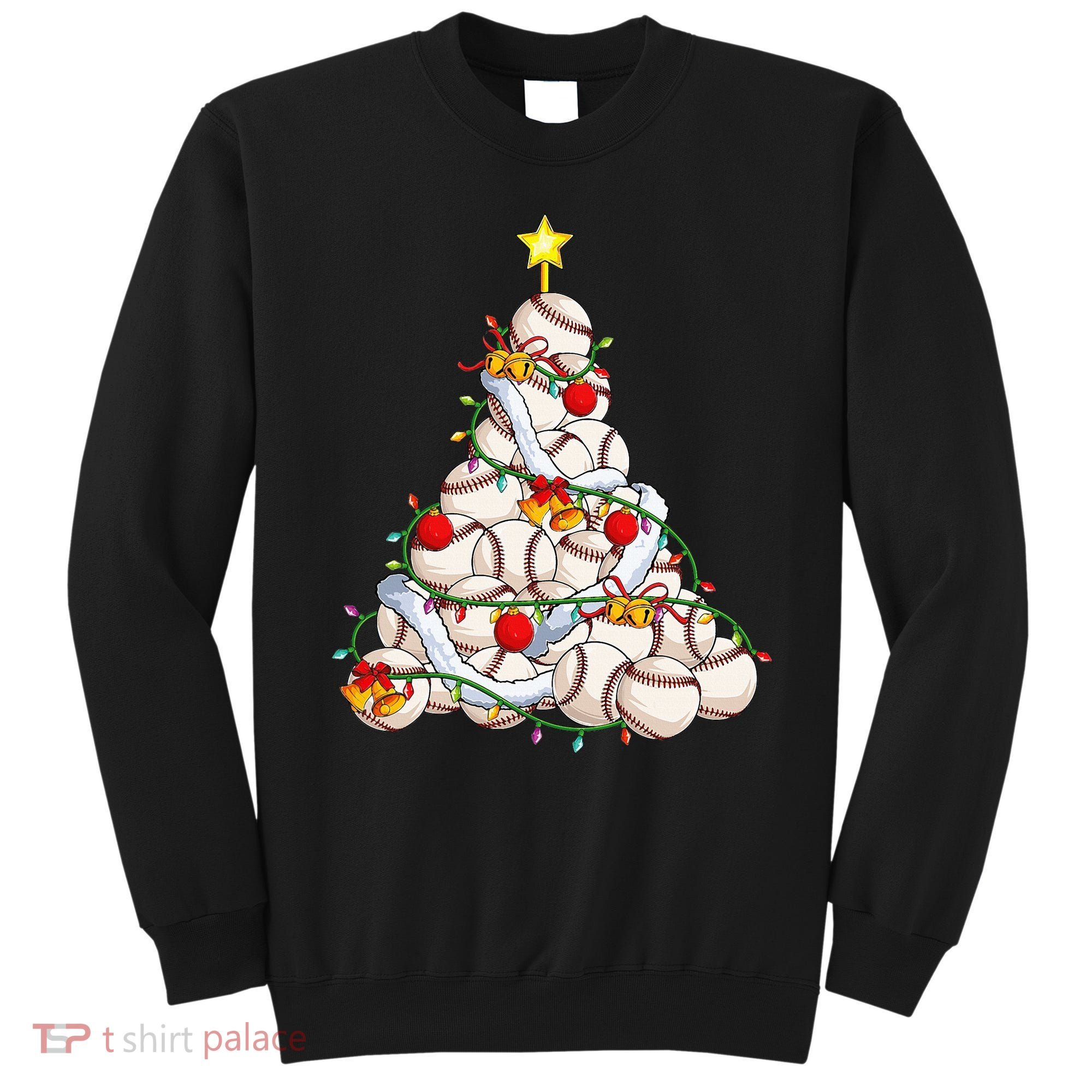 Baseball Christmas Tree Holiday PJs for Players & Coaches Sweatshirt