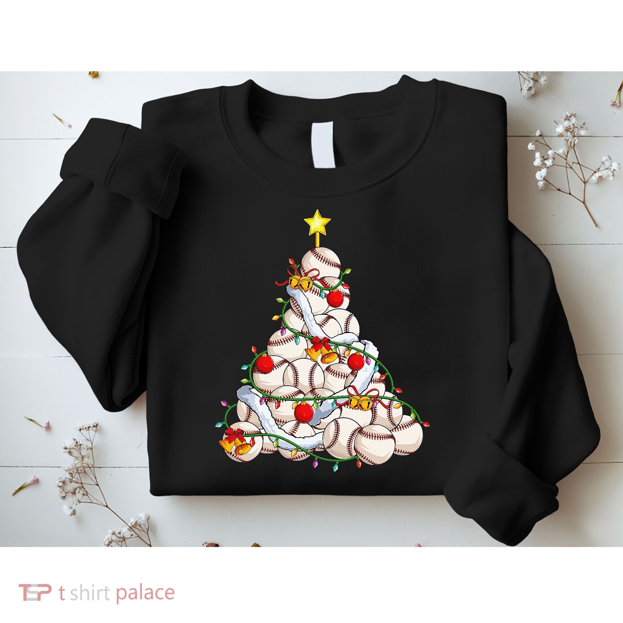 Baseball Christmas Tree Holiday PJs for Players & Coaches Sweatshirt