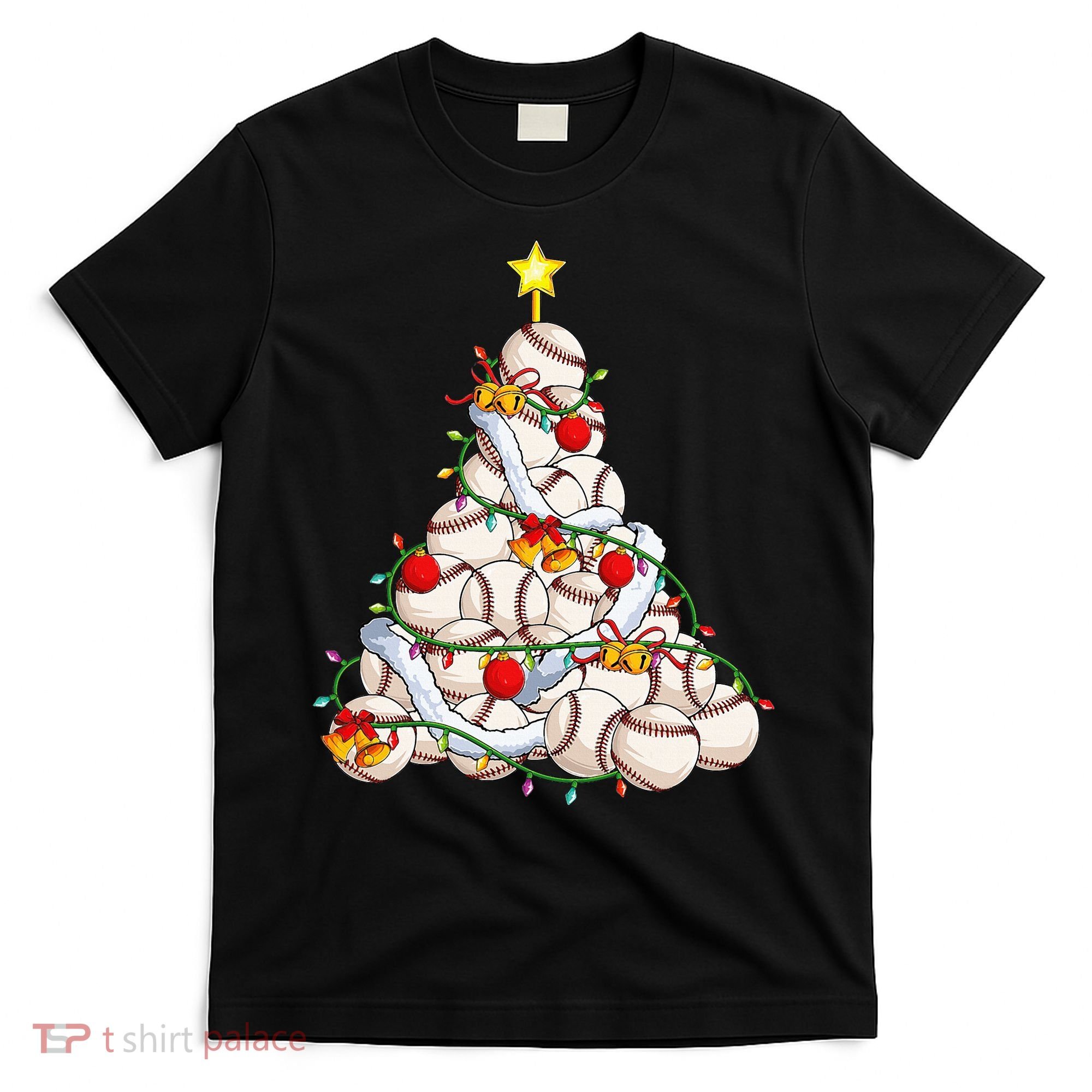 Baseball Christmas Tree Holiday PJs for Players & Coaches T-Shirt