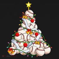 Baseball Christmas Tree Holiday PJs for Players & Coaches T-Shirt thumb 7