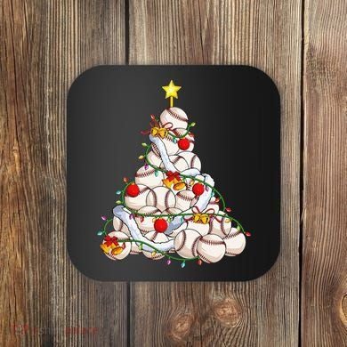 Baseball Christmas Tree Holiday PJs for Players & Coaches Coaster