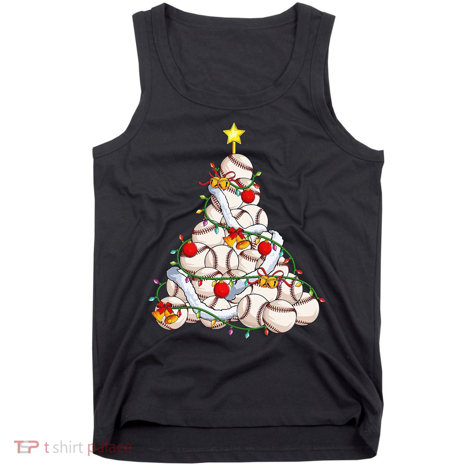 Baseball Christmas Tree Holiday PJs for Players & Coaches Tank Top