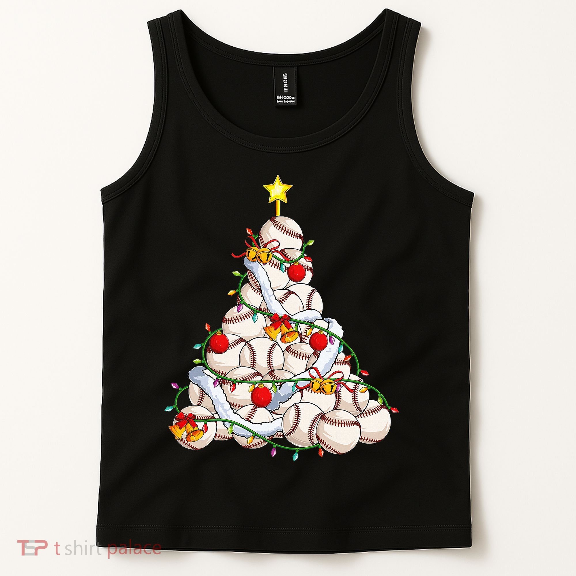 Baseball Christmas Tree Holiday PJs for Players & Coaches Tank Top