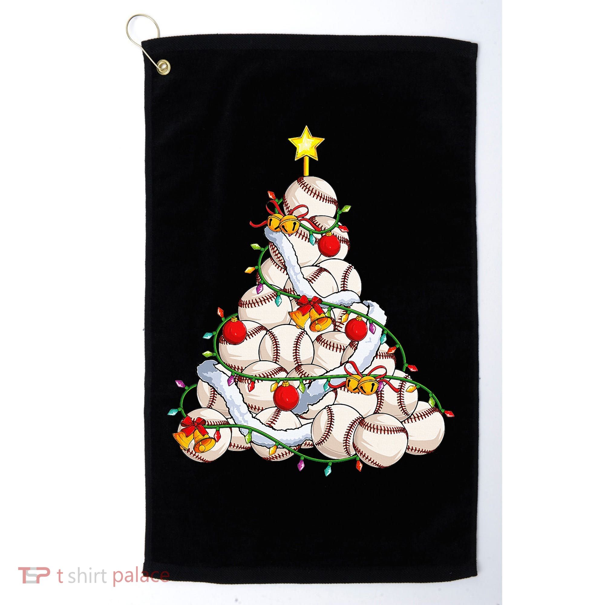 Baseball Christmas Tree Holiday PJs for Players & Coaches Golf Towel