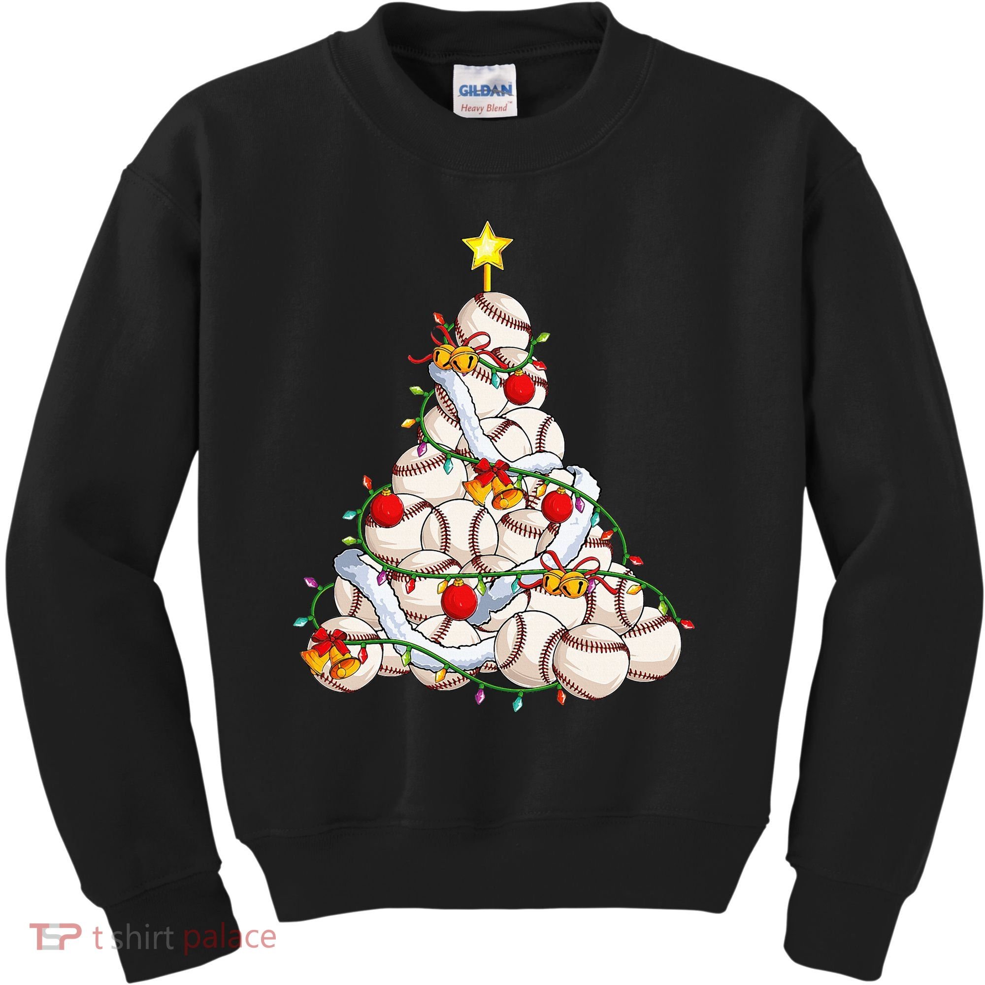 Baseball Christmas Tree Holiday PJs for Players & Coaches Kids Sweatshirt