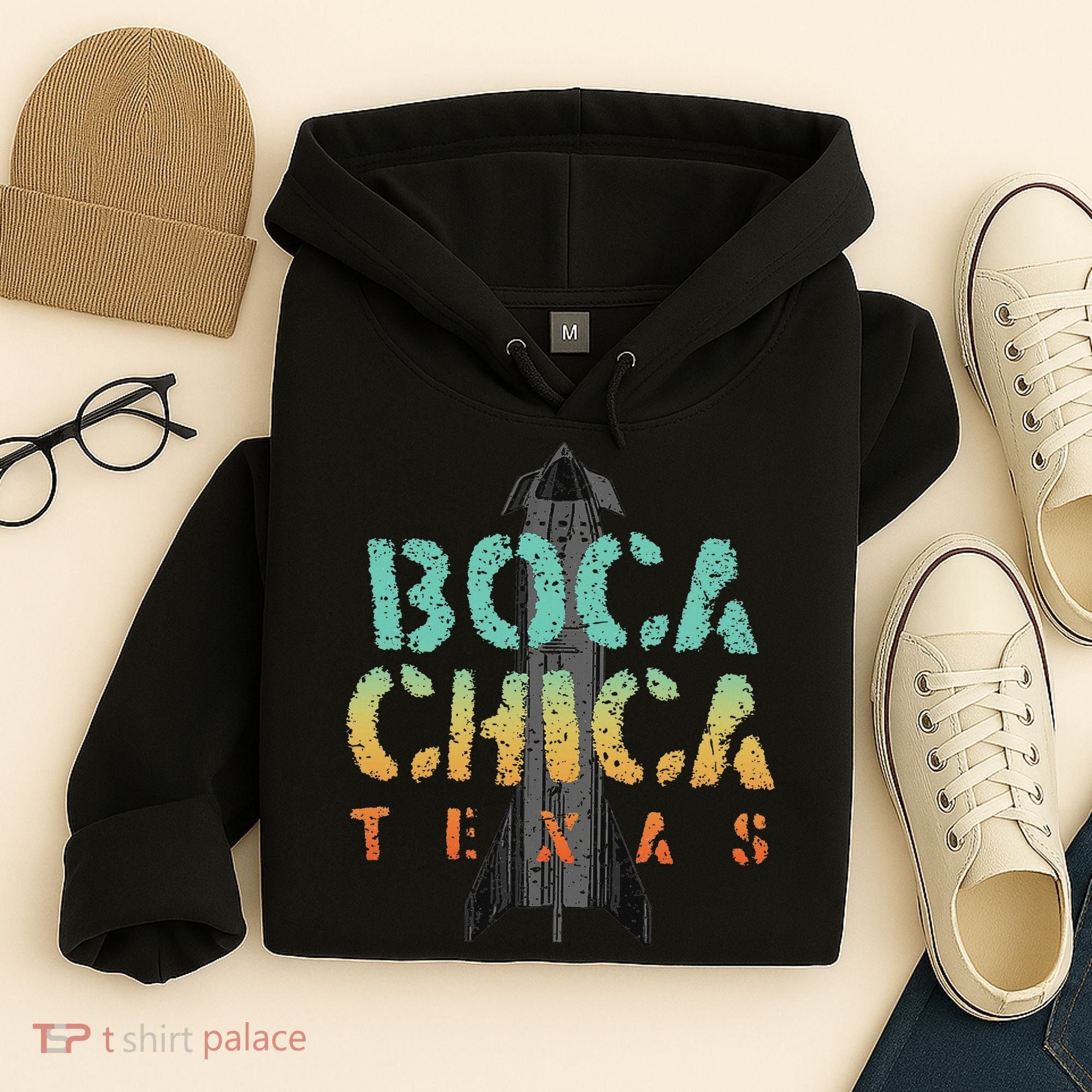 Boca Chica Texas Starship Cool Retro Hoodie