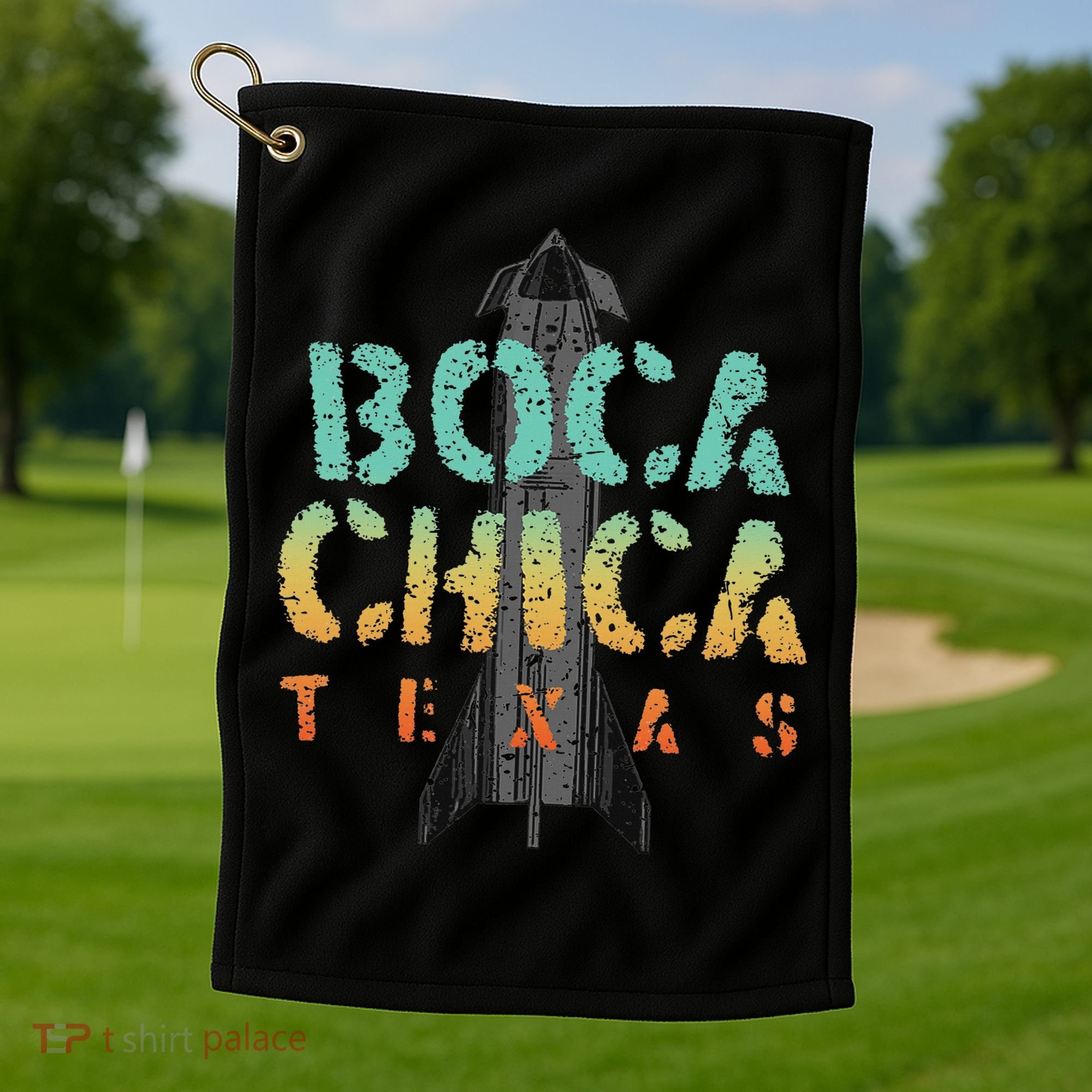 Boca Chica Texas Starship Cool Retro Golf Towel