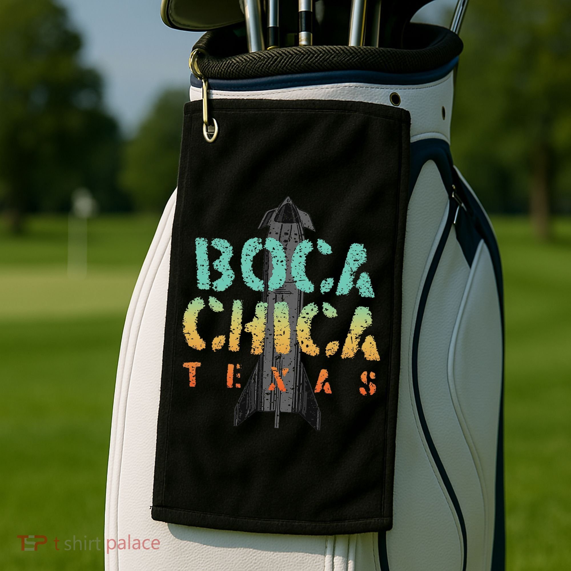 Boca Chica Texas Starship Cool Retro Golf Towel