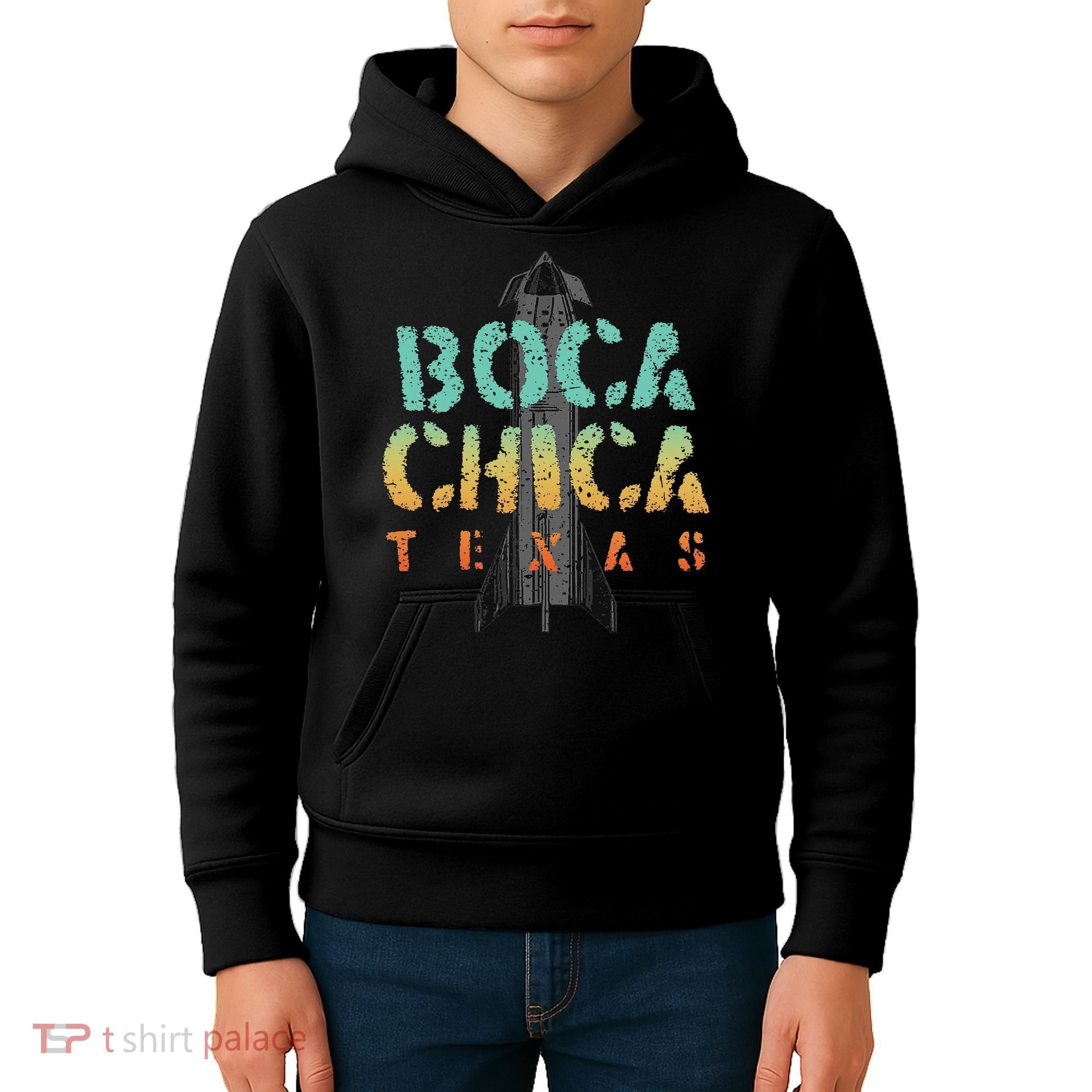 Boca Chica Texas Starship Cool Retro Kids Hoodie