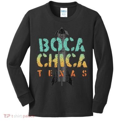 Boca Chica Texas Starship Cool Retro Kids Long Sleeve Shirt