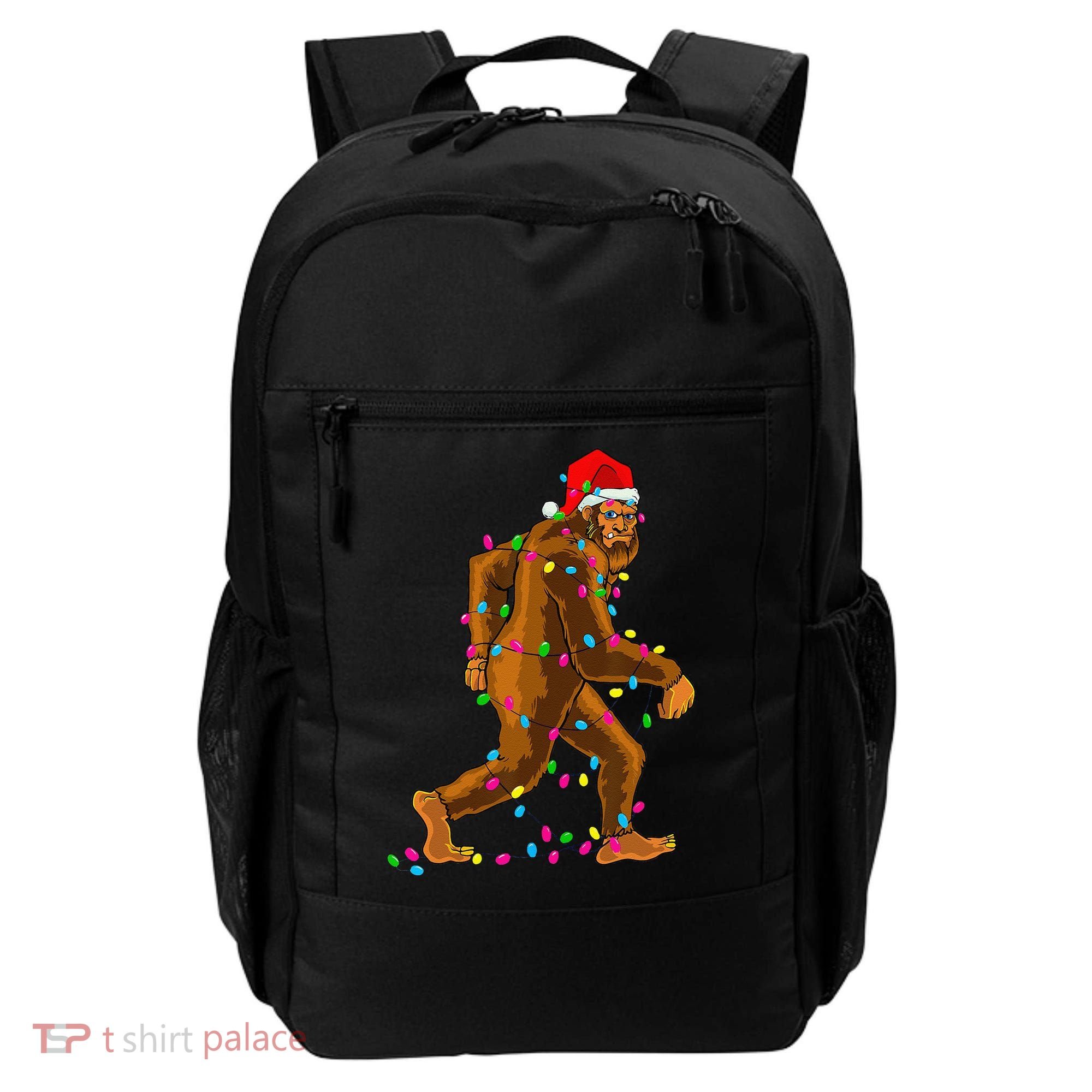 Bigfoot Christmas Tree Lights Xmas Funny Sasquatch Lovers Backpack