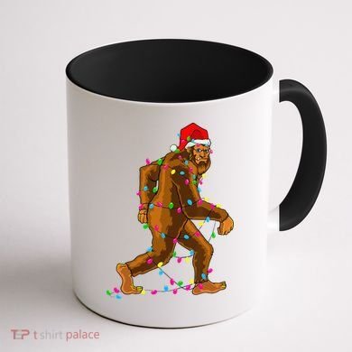 Bigfoot Christmas Tree Lights Xmas Funny Sasquatch Lovers Coffee Mug back