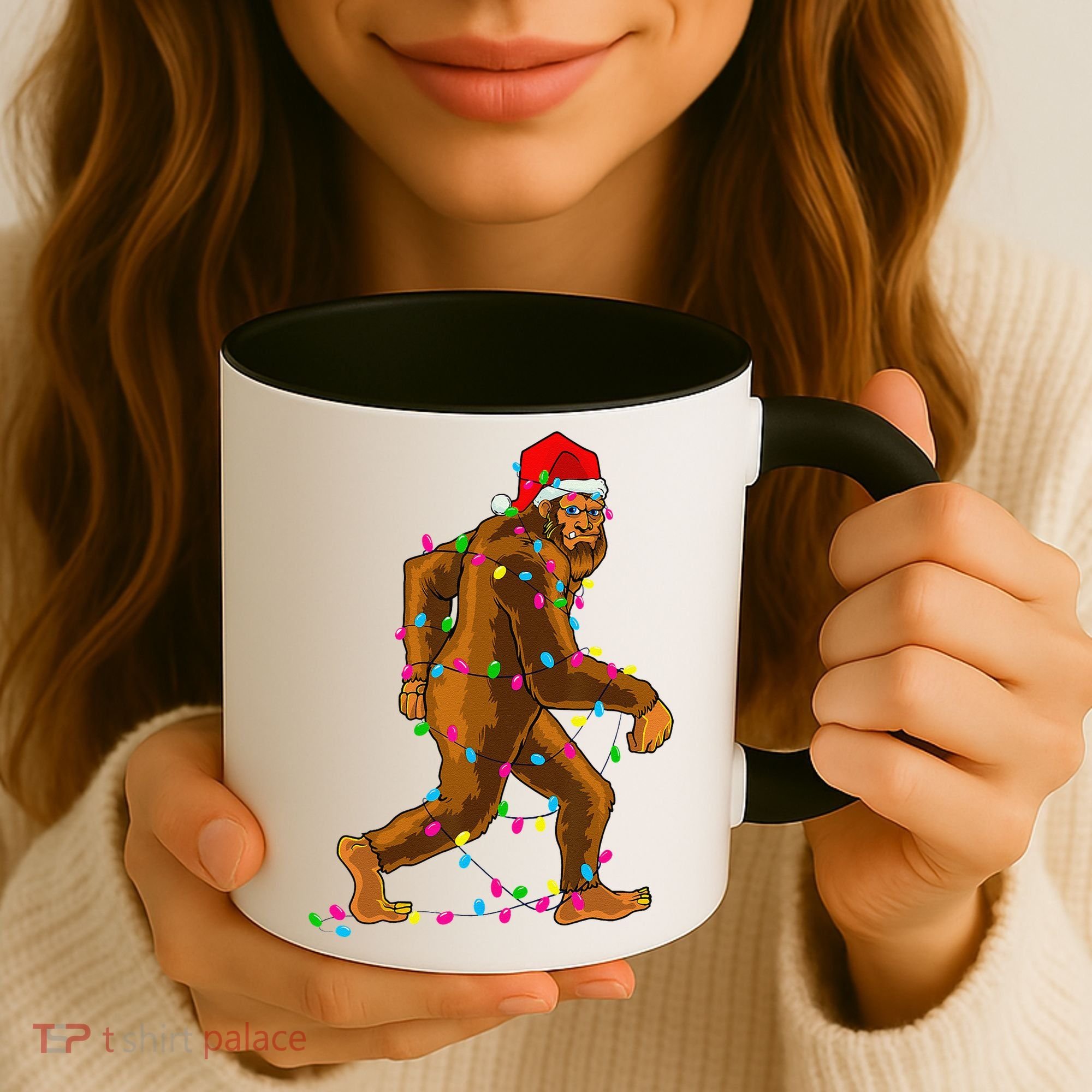 Bigfoot Christmas Tree Lights Xmas Funny Sasquatch Lovers Coffee Mug