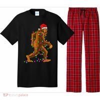 Bigfoot Christmas Tree Lights Xmas Funny Sasquatch Lovers Pajama Set thumb 0