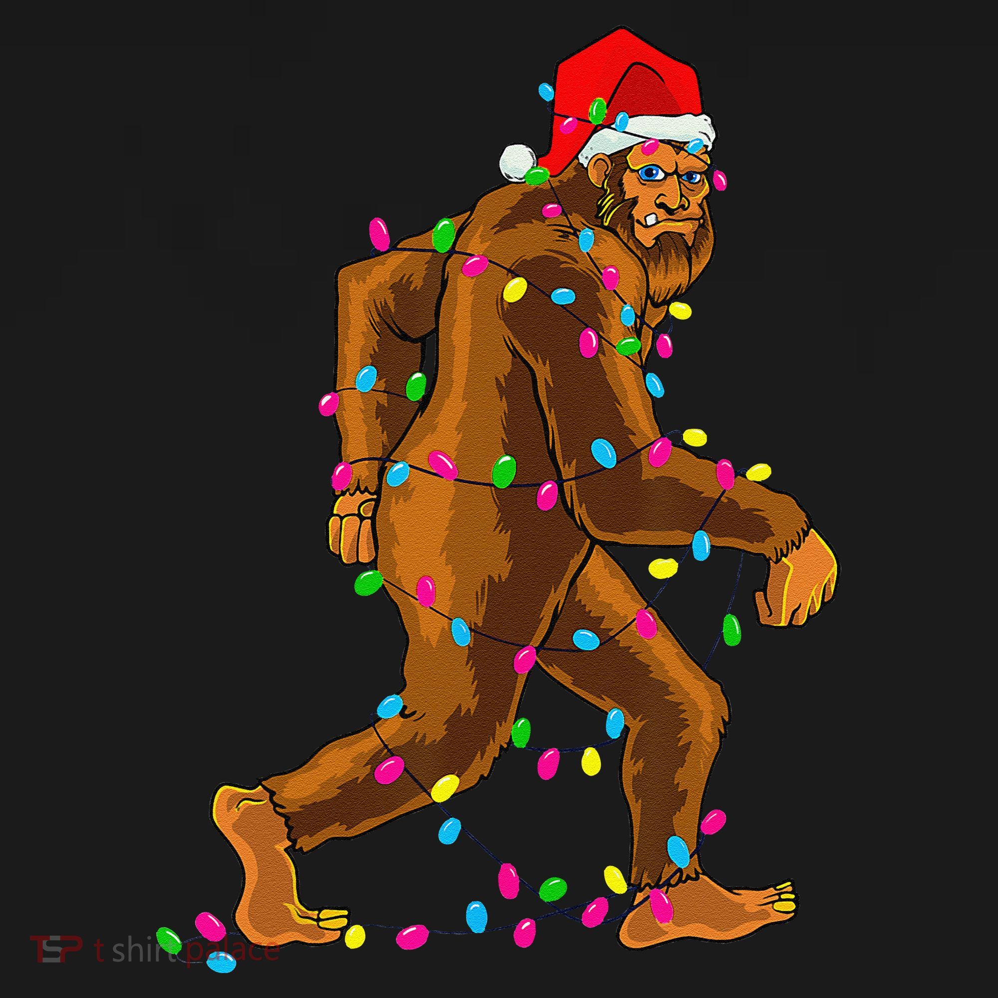 Bigfoot Christmas Tree Lights Xmas Funny Sasquatch Lovers Women's Tank Top