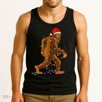 Bigfoot Christmas Tree Lights Xmas Funny Sasquatch Lovers Tank Top thumb 3