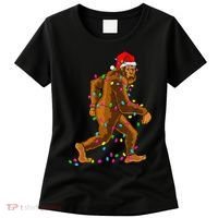 Bigfoot Christmas Tree Lights Xmas Funny Sasquatch Lovers Women's T-Shirt thumb 0