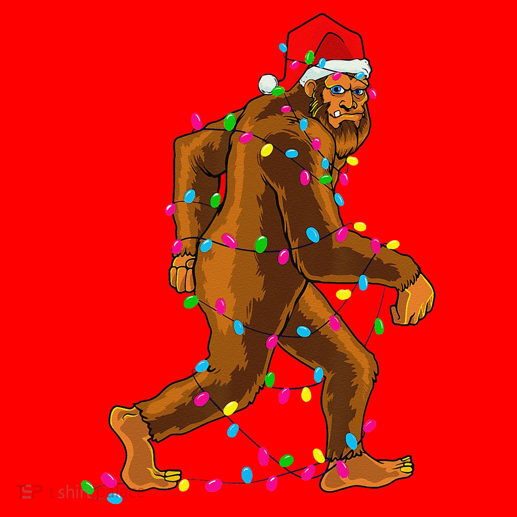 Bigfoot Christmas Tree Lights Xmas Funny Sasquatch Lovers Santa Hat