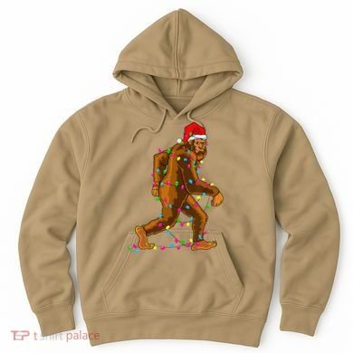 Bigfoot Christmas Tree Lights Xmas Funny Sasquatch Lovers Hoodie