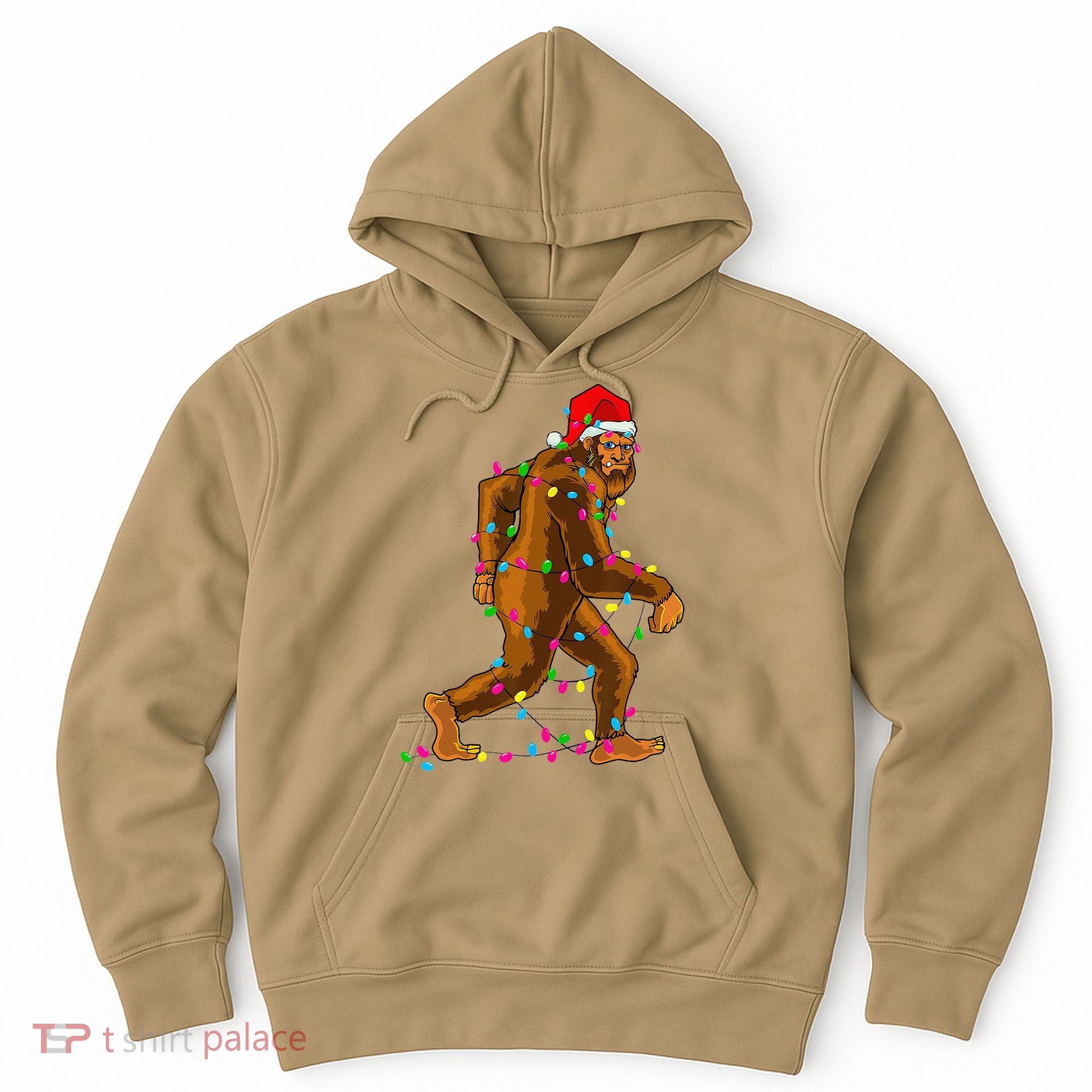 Bigfoot Christmas Tree Lights Xmas Funny Sasquatch Lovers Hoodie