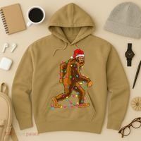 Bigfoot Christmas Tree Lights Xmas Funny Sasquatch Lovers Hoodie thumb 3