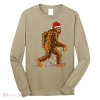 Bigfoot Christmas Tree Lights Xmas Funny Sasquatch Lovers Long Sleeve Shirt thumb 0