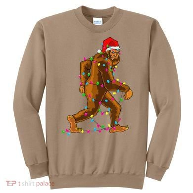 Bigfoot Christmas Tree Lights Xmas Funny Sasquatch Lovers Sweatshirt