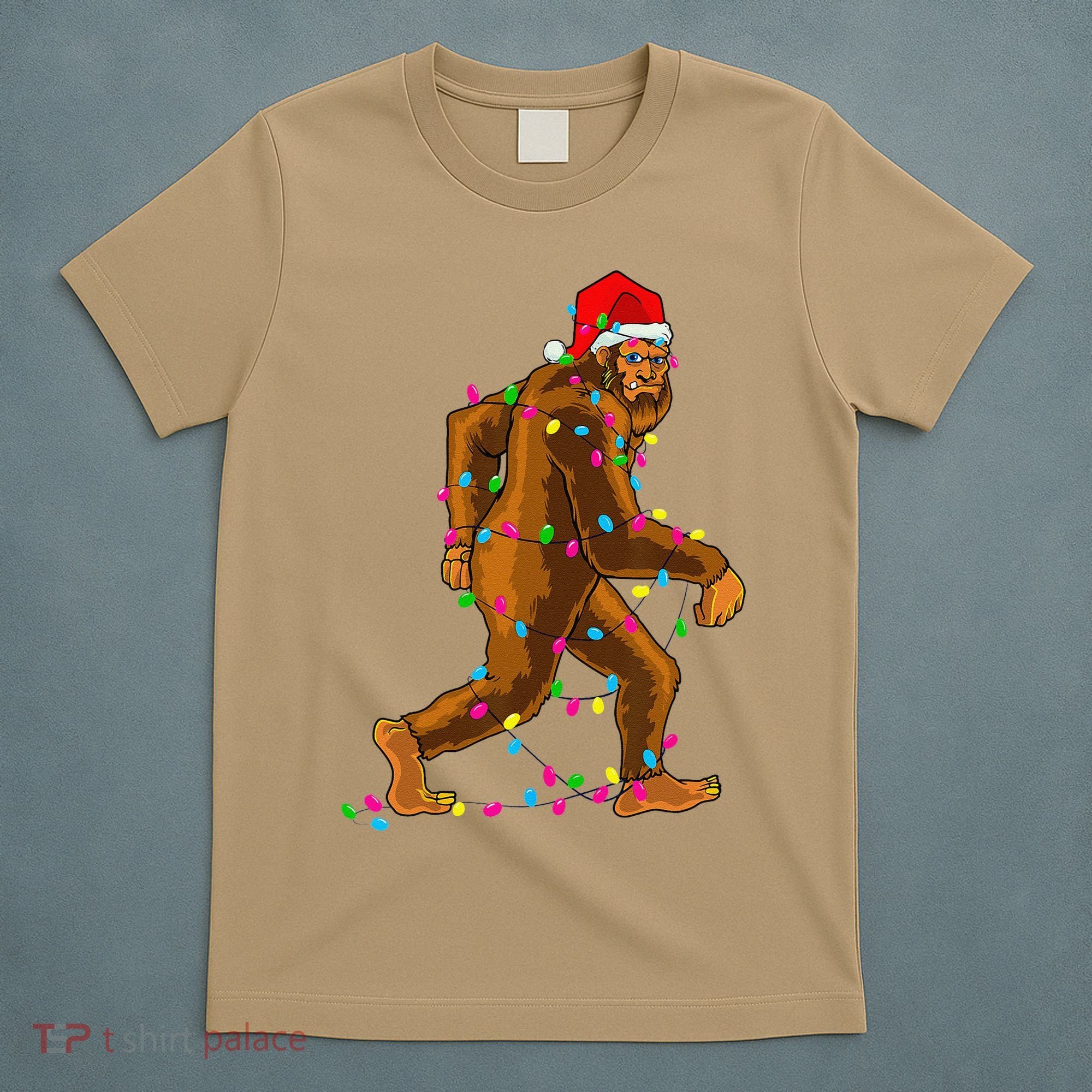 Bigfoot Christmas Tree Lights Xmas Funny Sasquatch Lovers T-Shirt