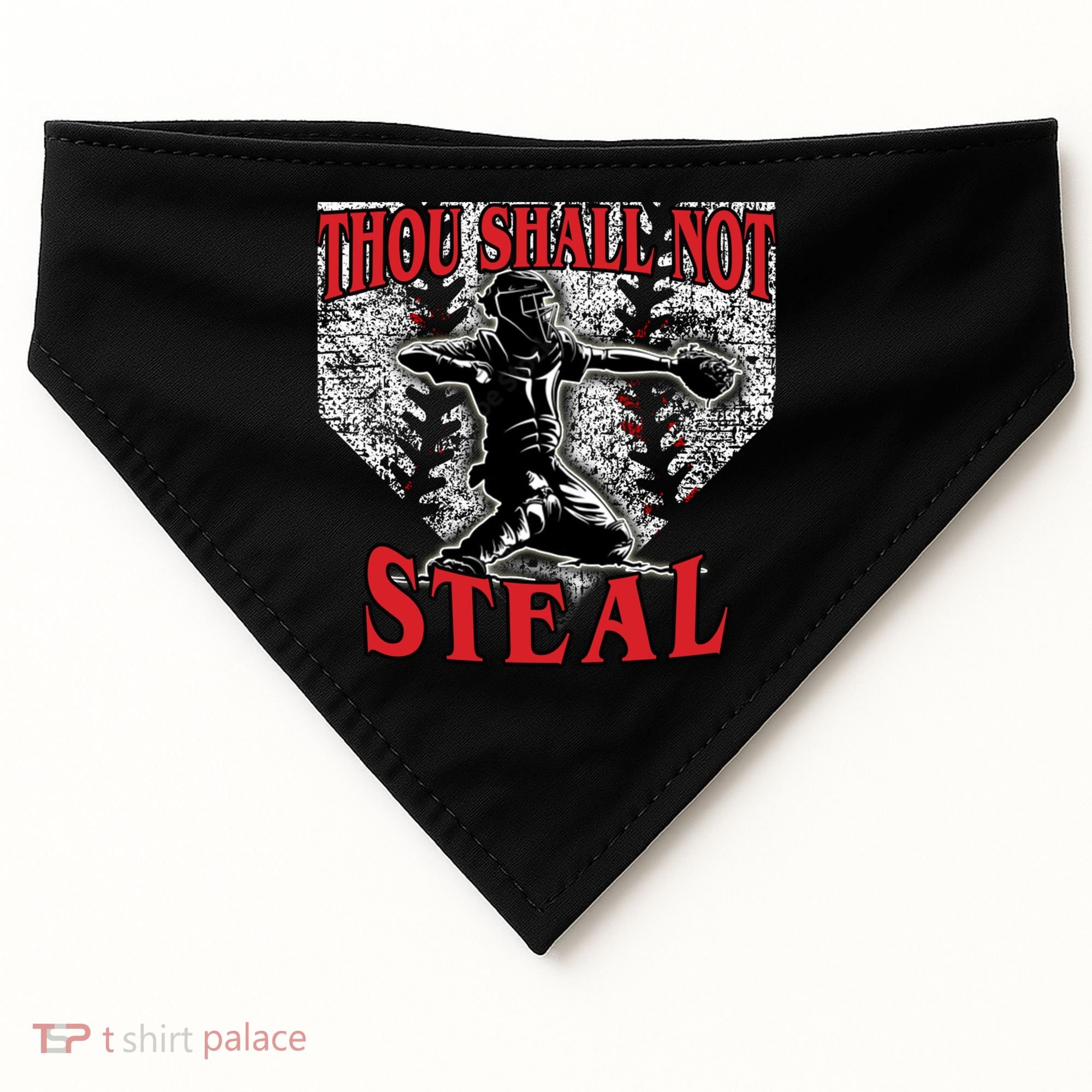 Baseball Catcher Thou Shall Not Steal Home Plate Gift USA-Made Doggie Bandana