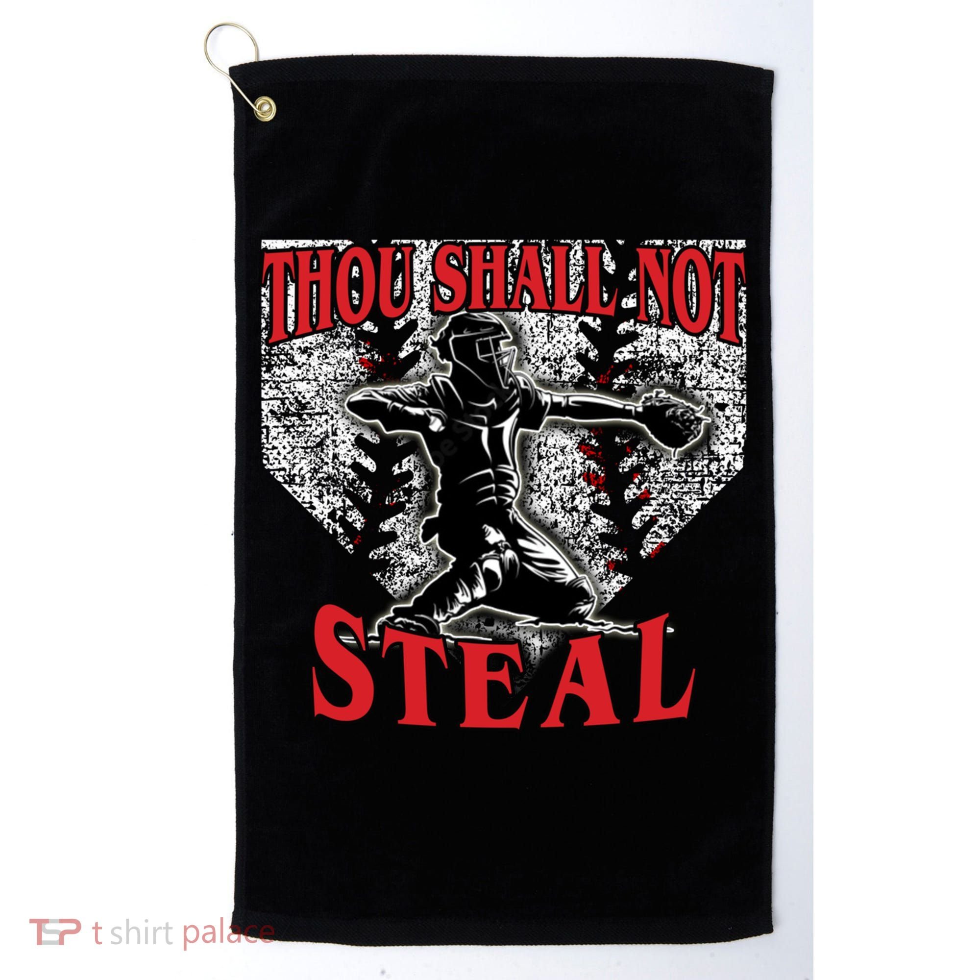 Baseball Catcher Thou Shall Not Steal Home Plate Gift Golf Towel